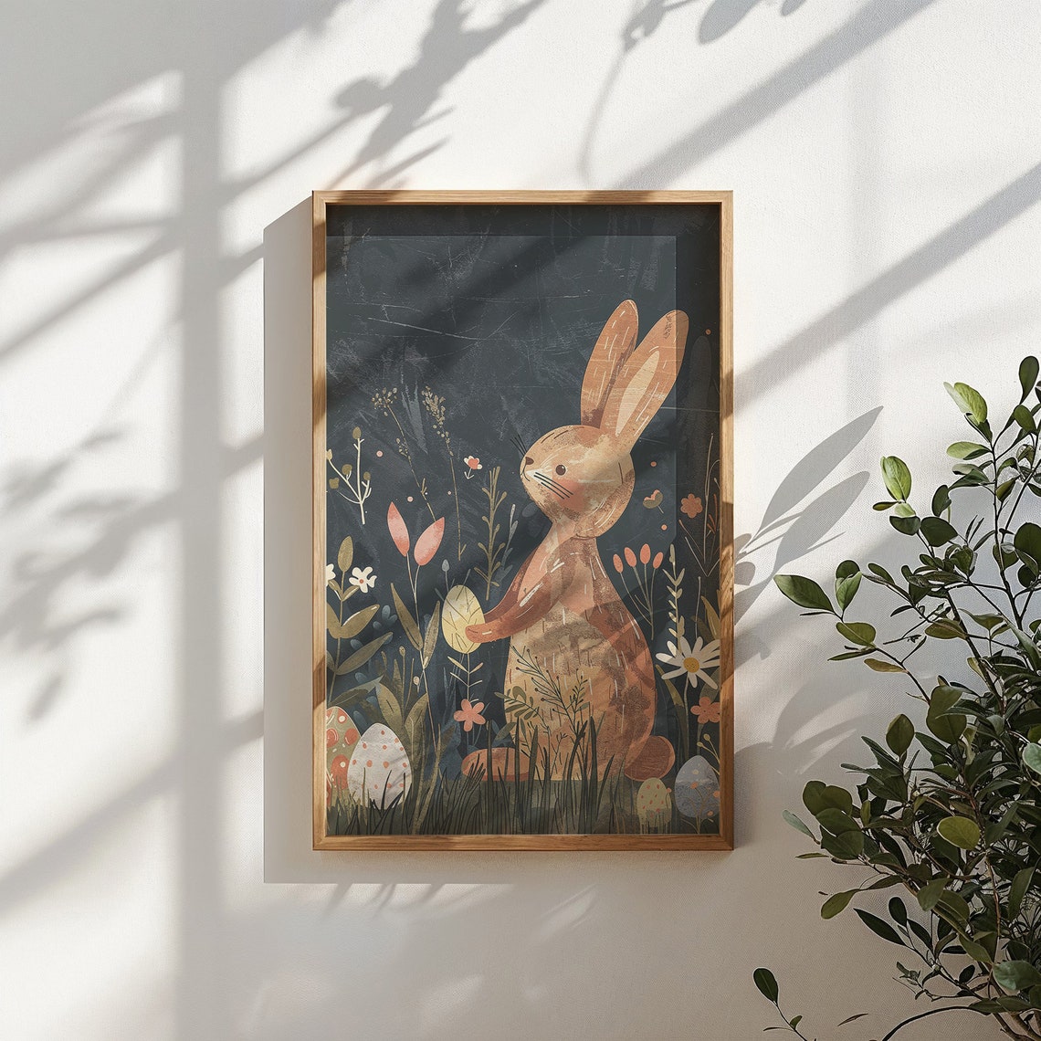 Golden Bunny Sunlit Meadow Wildflowers Speckled Eggs Spring Poster - Image 5