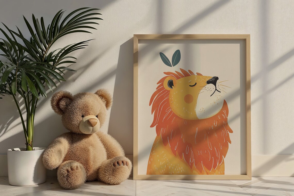 Lion Cub Nursery Animal Poster, Whimsical Decor - Image 5