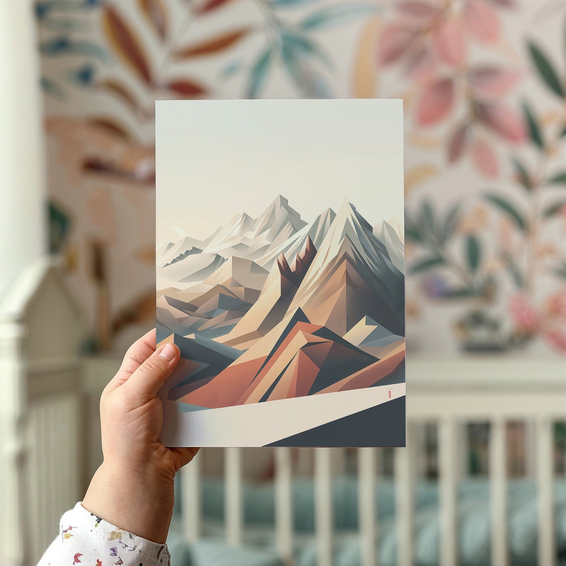 Abstract Geometric Mountain Range Earthy Warm Modern Wall Poster - Image 2