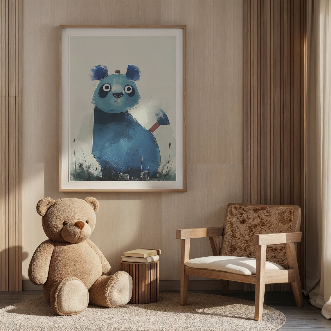 Cute Blue Panda Bear Watercolor Illustration Kids Nursery Art Print - Image 5