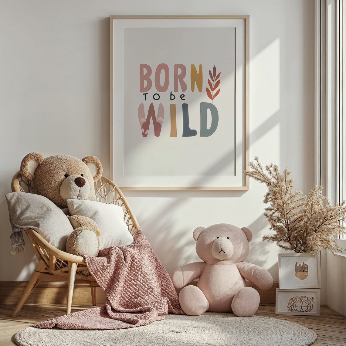 Born To Be Wild Nursery Quote Pastel Typography Kids Bedroom Poster - Image 2