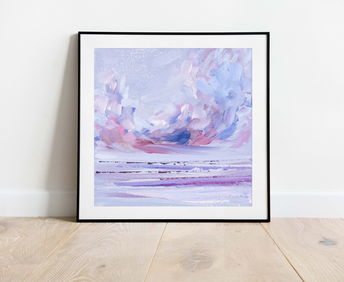 Purple Seascape Abstract Ocean Sunset Art Print