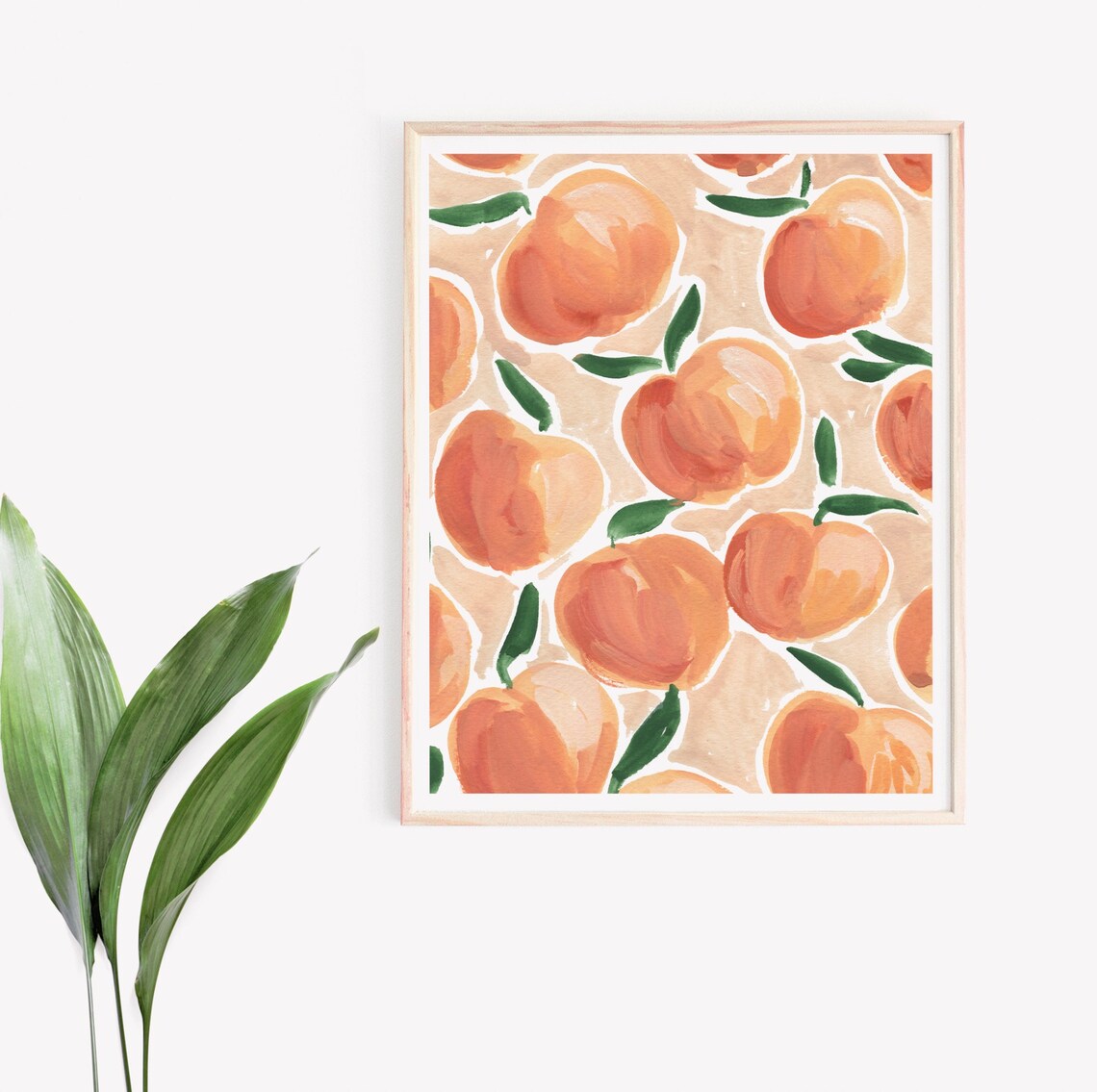 Pretty Peaches Watercolor Fruit Painting, Kitchen - Image 2
