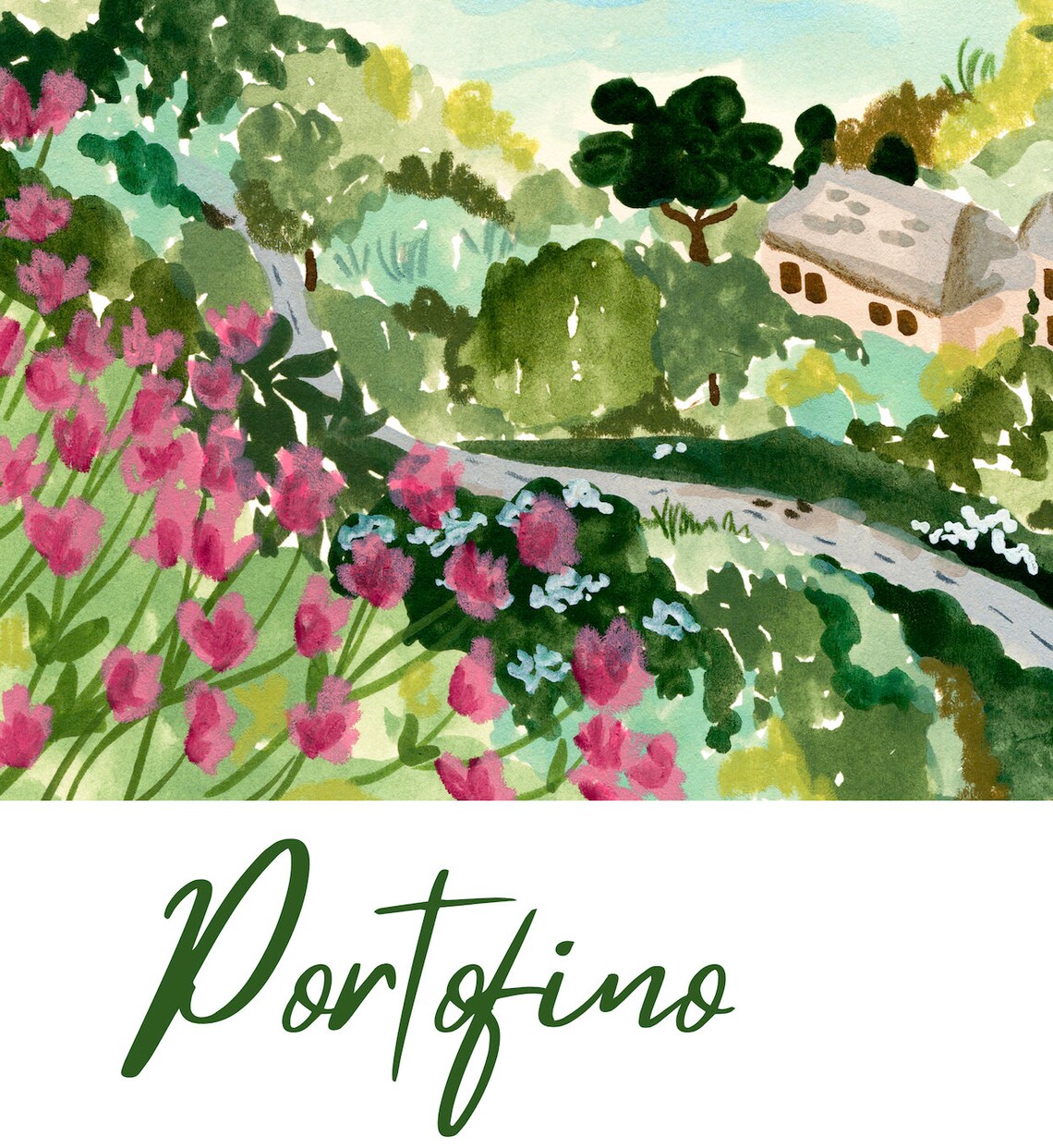 Portofino Tropical Ocean Watercolor Art Print - Image 4