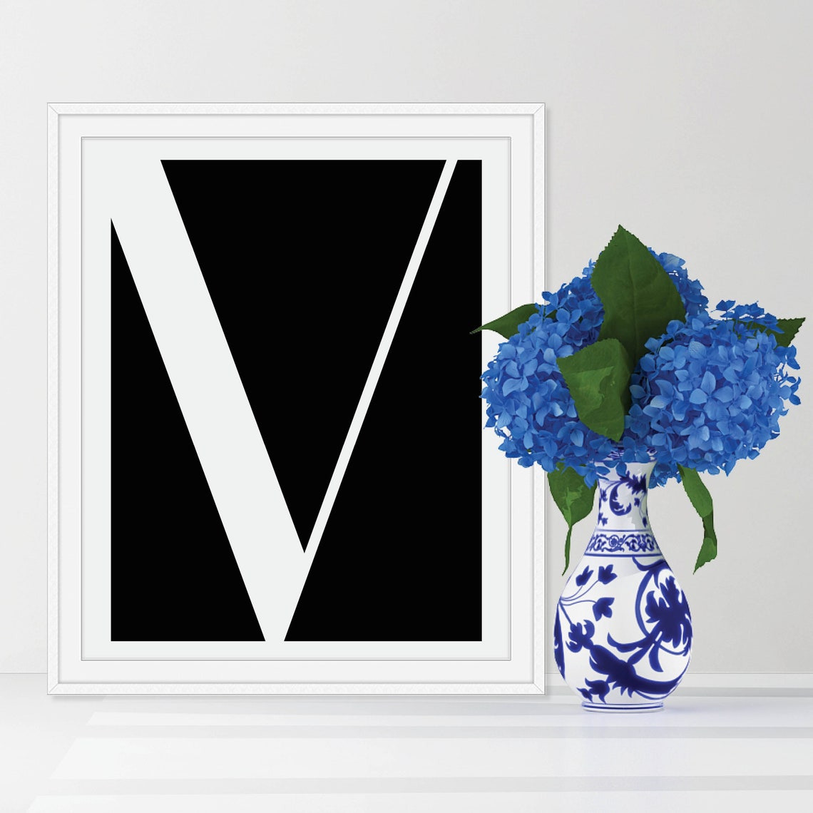 Modern Monogram Initial Letter Black White Gallery Wall Art Set - Image 5