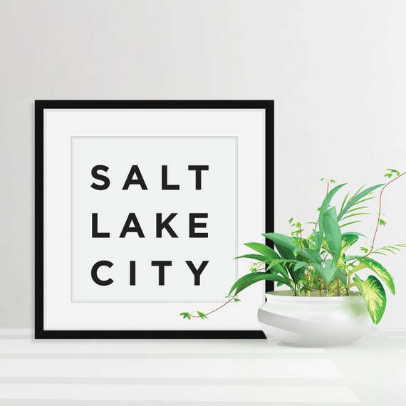 Salt Lake City Poster Salt Lake City Utah Print Salt Lake City Wall Art Minimalist City Wall Art Hometown Typography