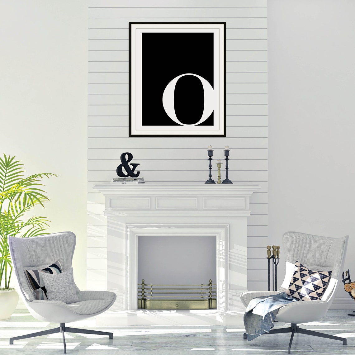 Letter O Bold White Serif On Black Minimalist Typography Poster - Image 2