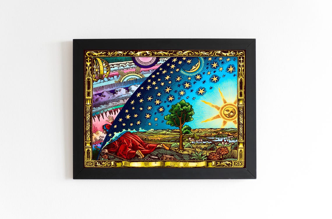 Flammarion Engraving Man Looking Beyond The Starry Sky Art Poster - Image 2