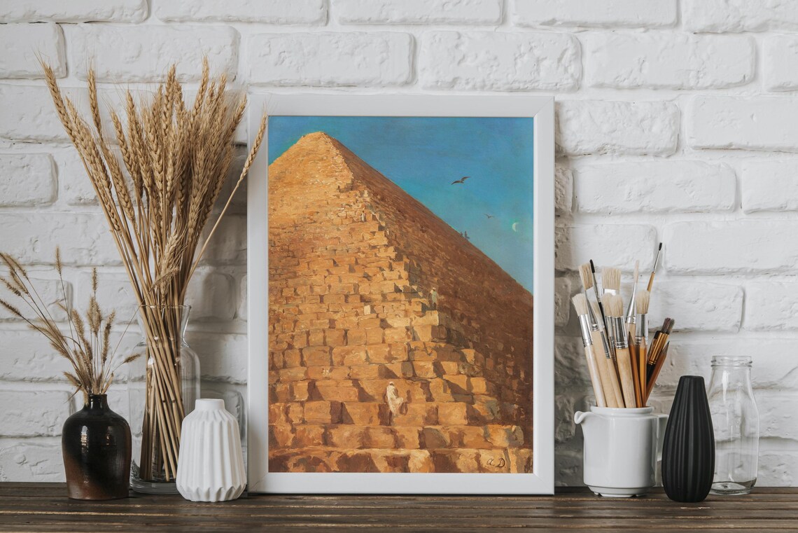 Great Pyramid of Giza Egyptian Desert Vintage Painting Poster - Image 3