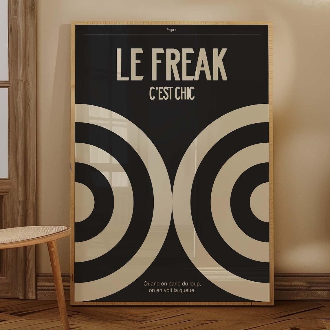 Le Freak Cest Chic Bold Black Cream Retro French Graphic Poster