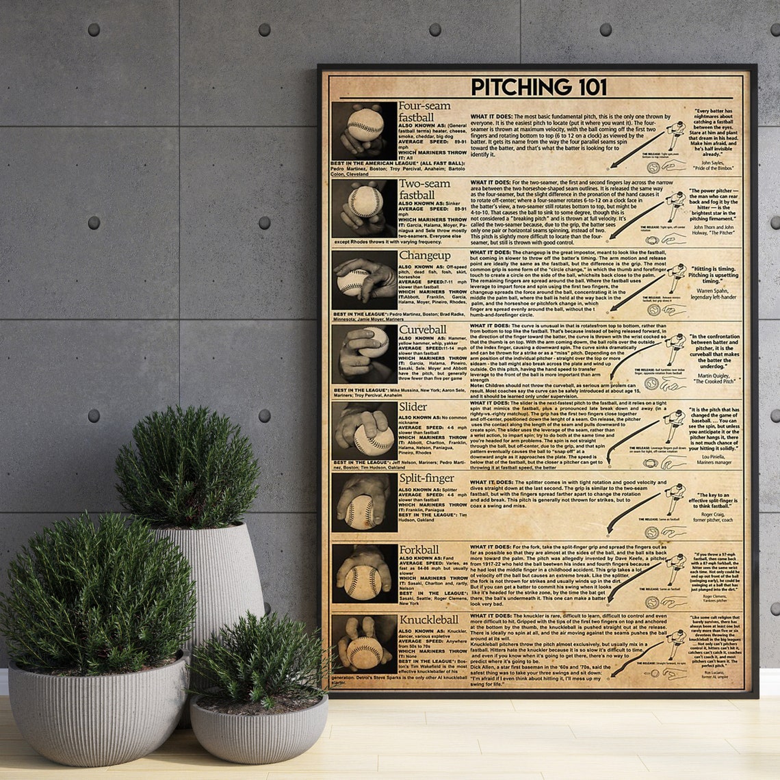 Baseball Grip Poster Pitching 101 Poster Boy Love Baseball Art Gift Baseball Gift For Boy Gift For Baseball Player Pitching Knowledge - Image 3