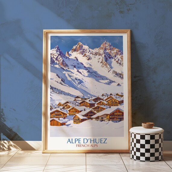 Alpe D'Huez French Alps Ski Resort Snowy Village Mountains Poster