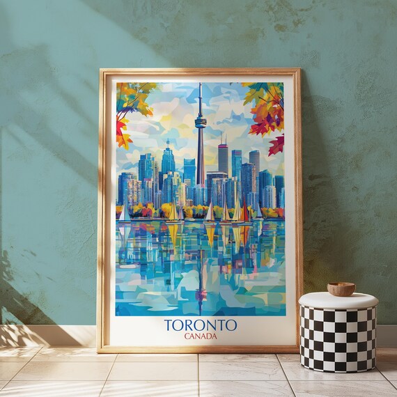 Toronto Cn Tower Print Colorful Cityscape Travel Poster