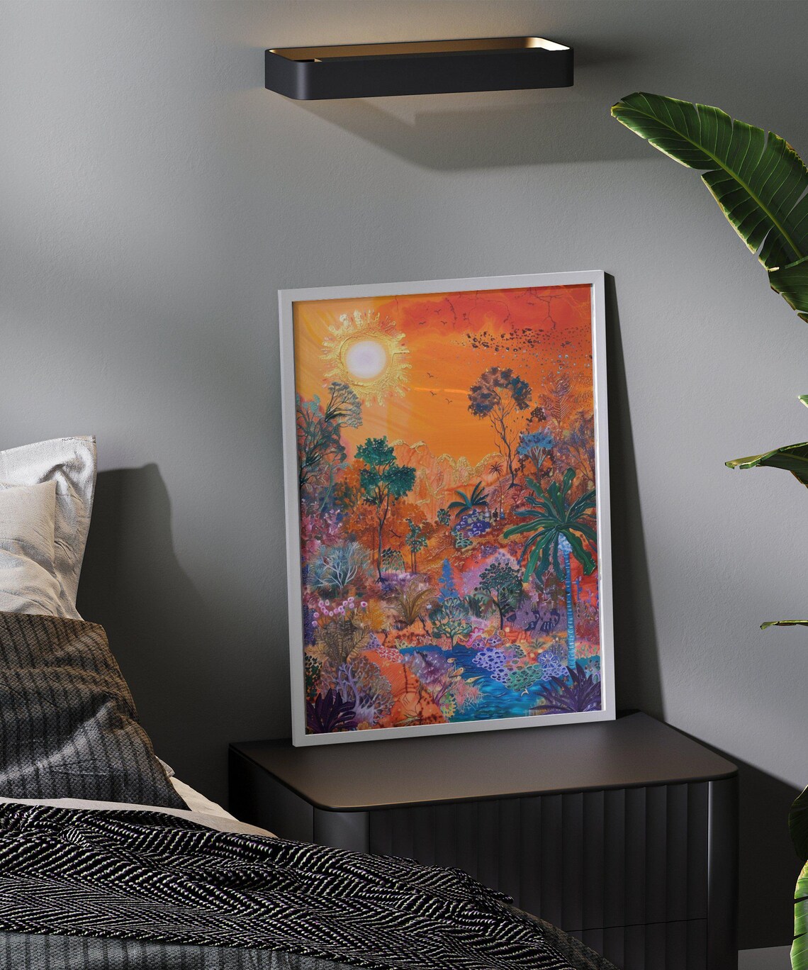 Tropical Jungle Sunset Forest, Botanical Art Print - Image 2