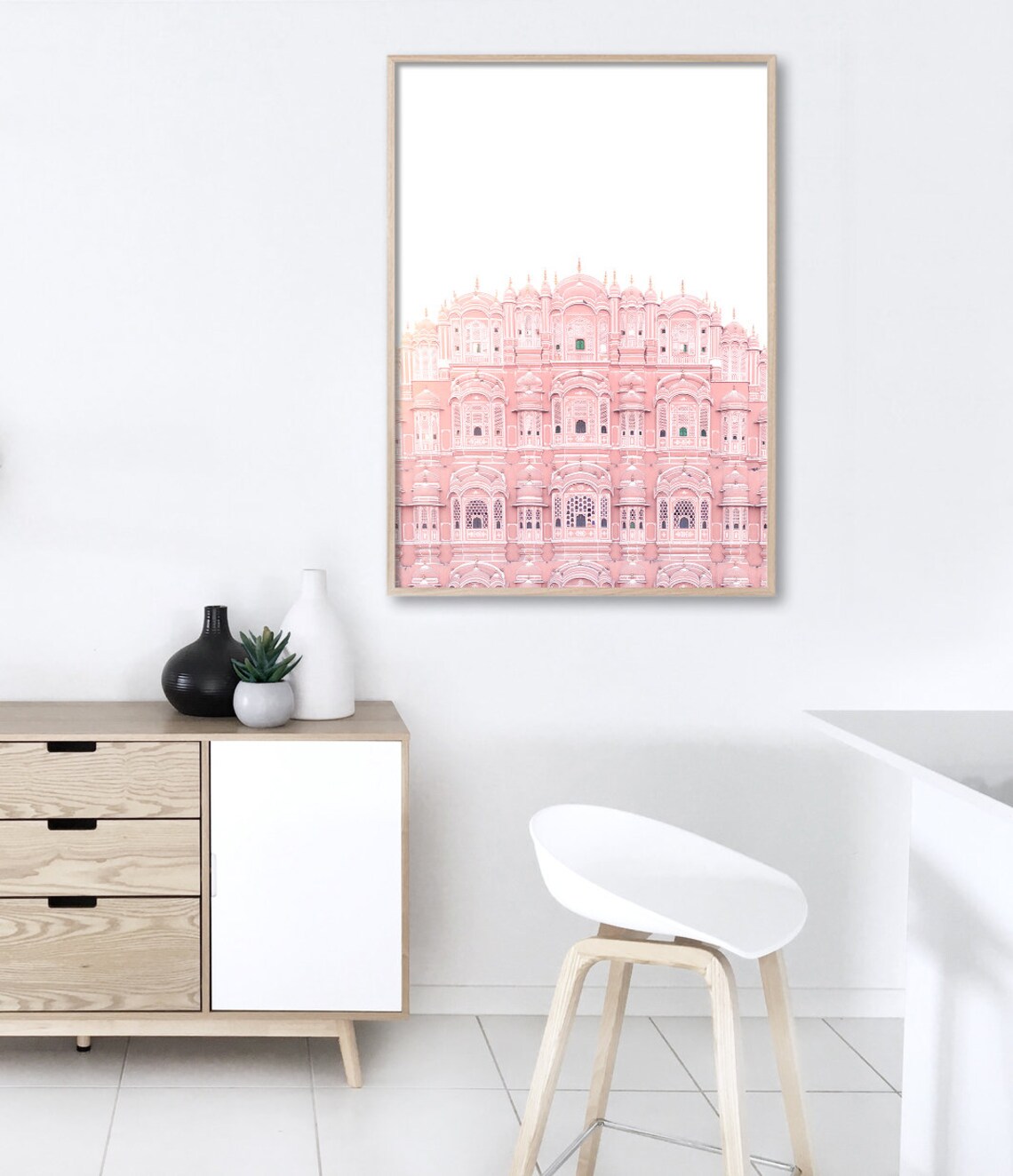 Hawa Mahal Jaipur Travel Poster, Pink Architecture - Image 2