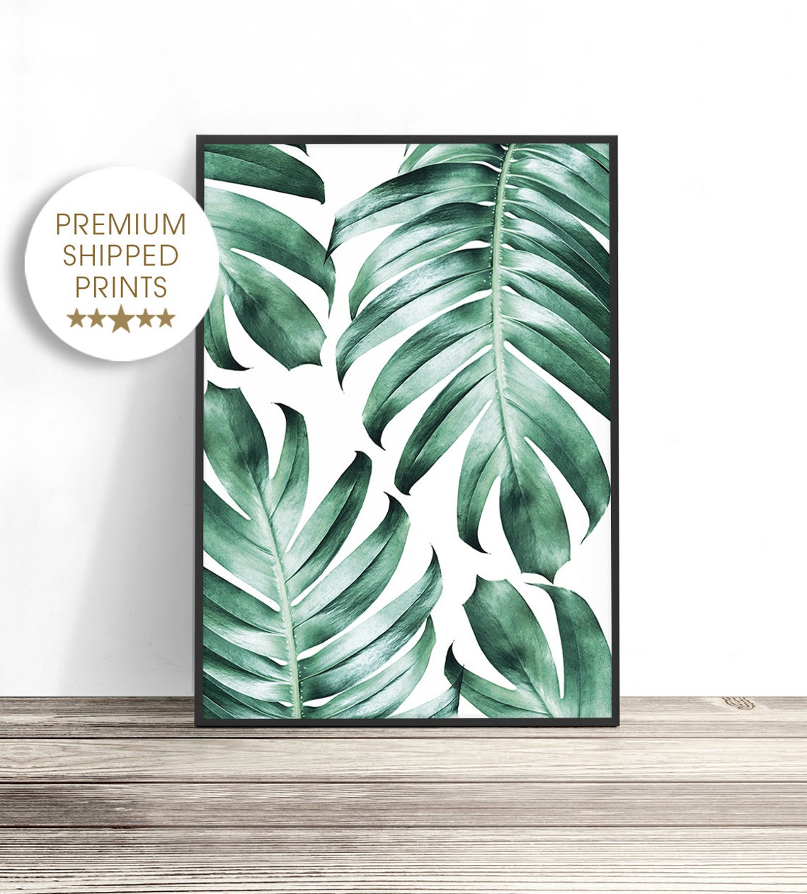 Tropical Palm Monstera Leaves Pattern Green Botanical Modern Art Print