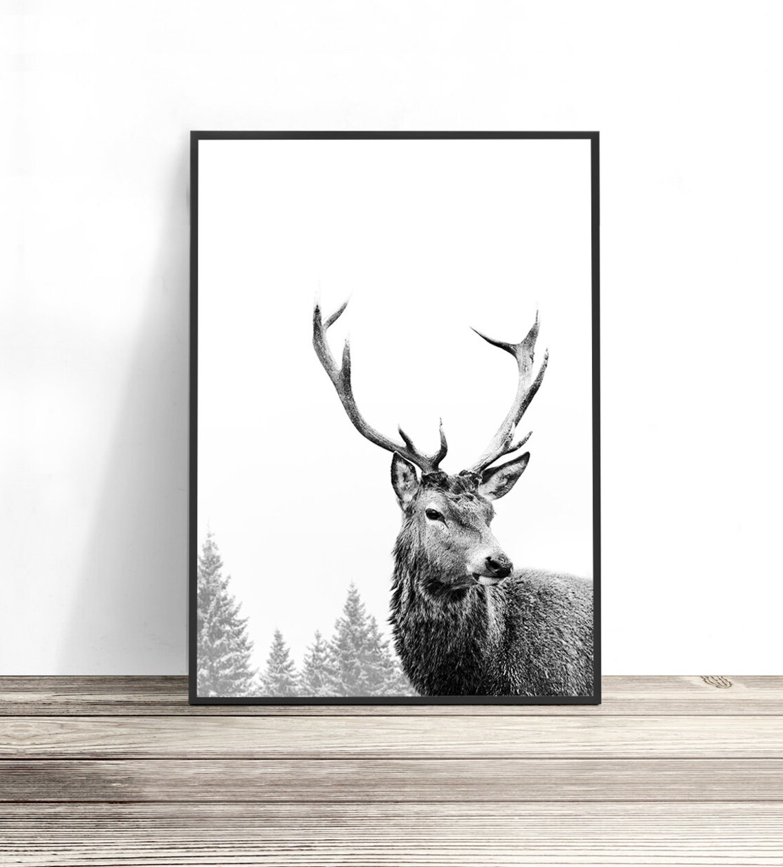 Scandinavian Deer Stag Art Print, Nordic Style