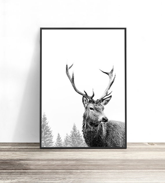 Scandinavian Deer Stag Art Print, Nordic Style