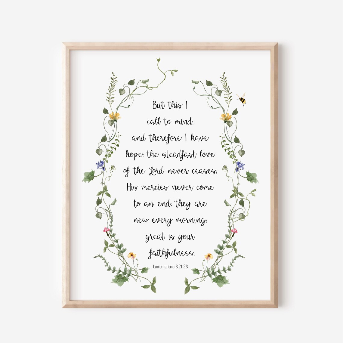 Lamentations 3 21 23 Great Is Your Faithfulness Floral Scripture Poster