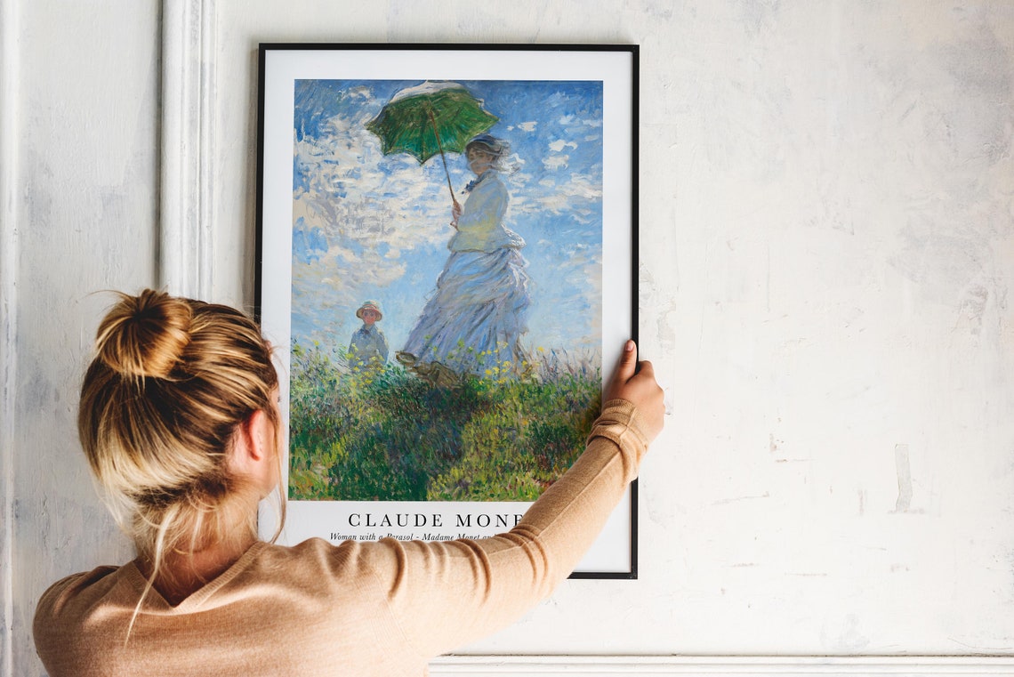 Claude Monet Woman with a Parasol 1875 Impressionist Art Poster - Image 2