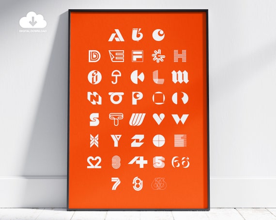 Typeface Poster Logo Book Alphabet Art Typography Wall Art Graphic Designer Gifts Gifts Poster Agency Wall Art Office Decor