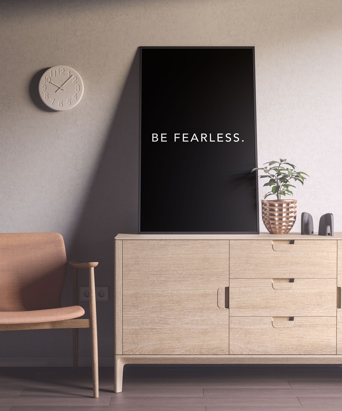 Be Fearless Minimalist White On Black Typography Quote Poster - Image 5