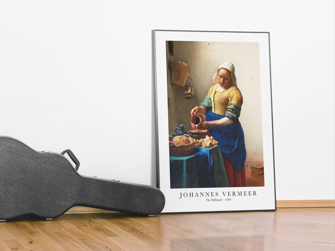 Johannes Vermeer The Milkmaid 1660 Classic Art Reproduction Poster - Image 4