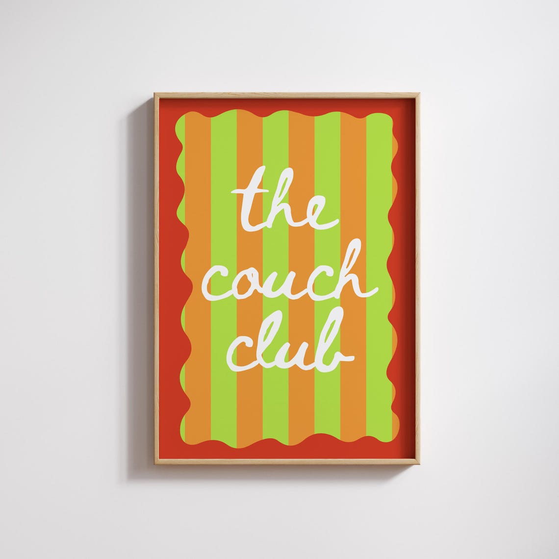 The Couch Club Retro Striped Hand Lettered Typography Poster