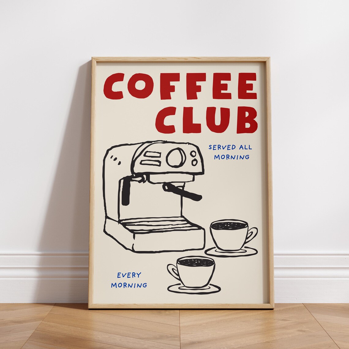 Coffee Club Retro Kitchen Poster, Art Print