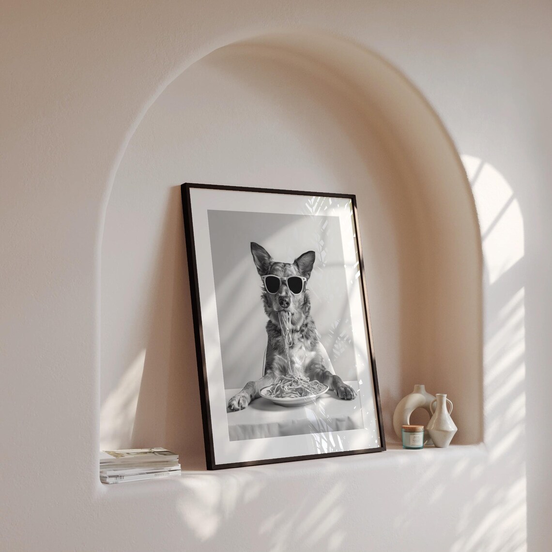 Australian Cattle Dog Eating Pasta, Funny Dog Art Print - Image 4