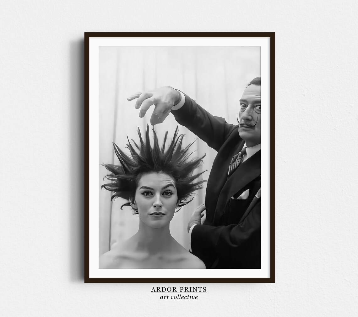 Bad Hair Day Retro Haircut Poster, Black And White