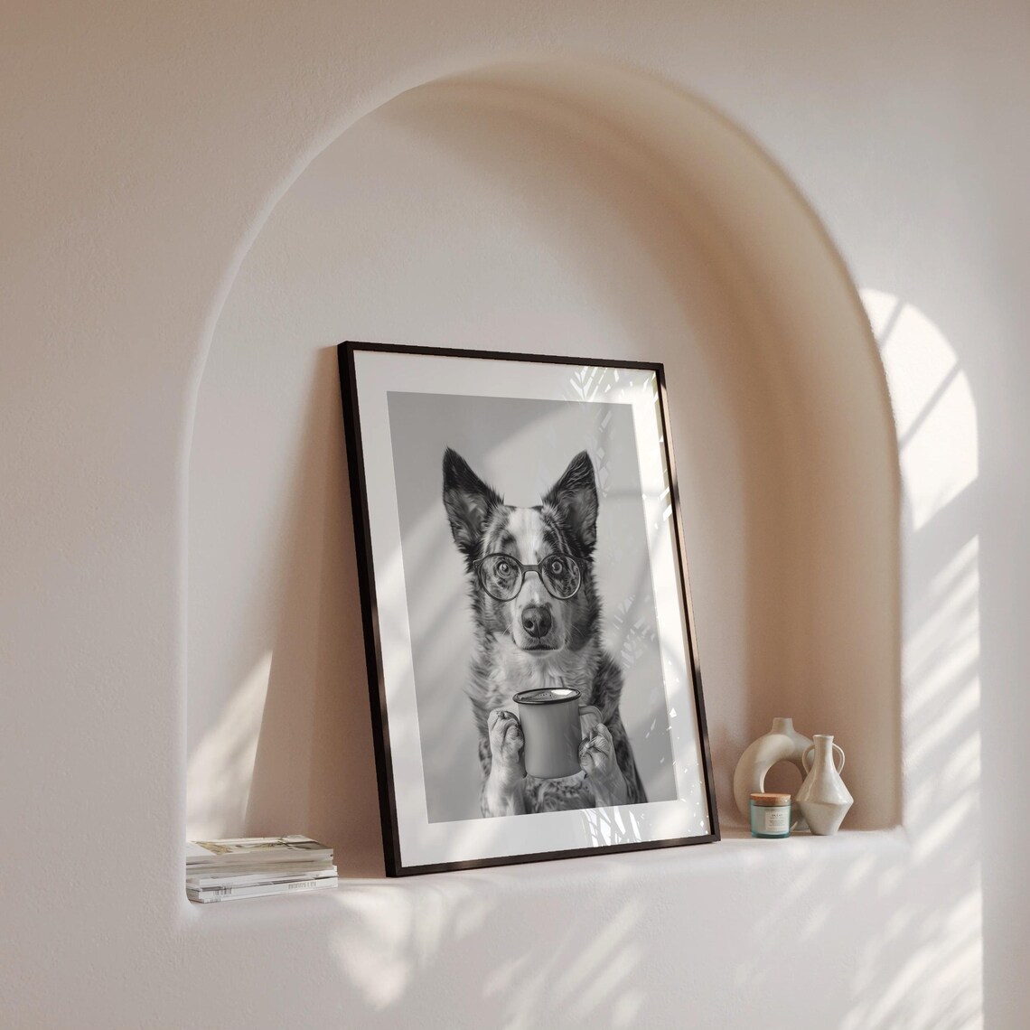 Australian Cattle Dog Drinking Coffee Poster Print - Image 4