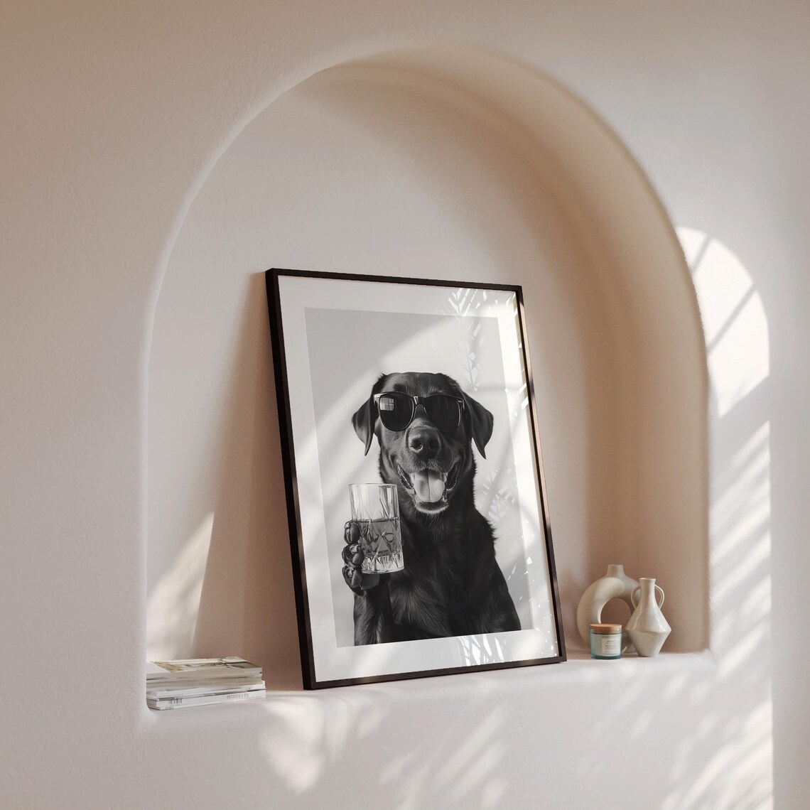 Black Labrador Drinking Whiskey, Funny Dog Art Print - Image 4