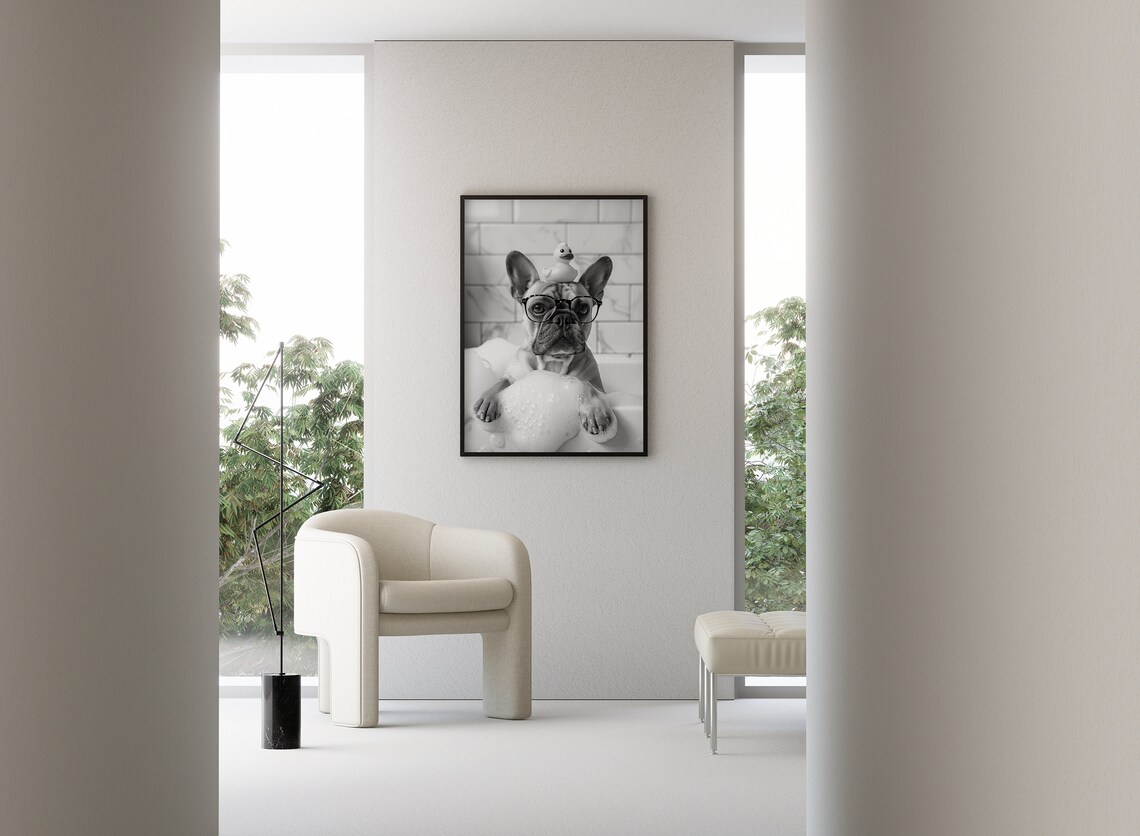 Frenchie Bath Dog and Rubber Duck Poster - Image 3