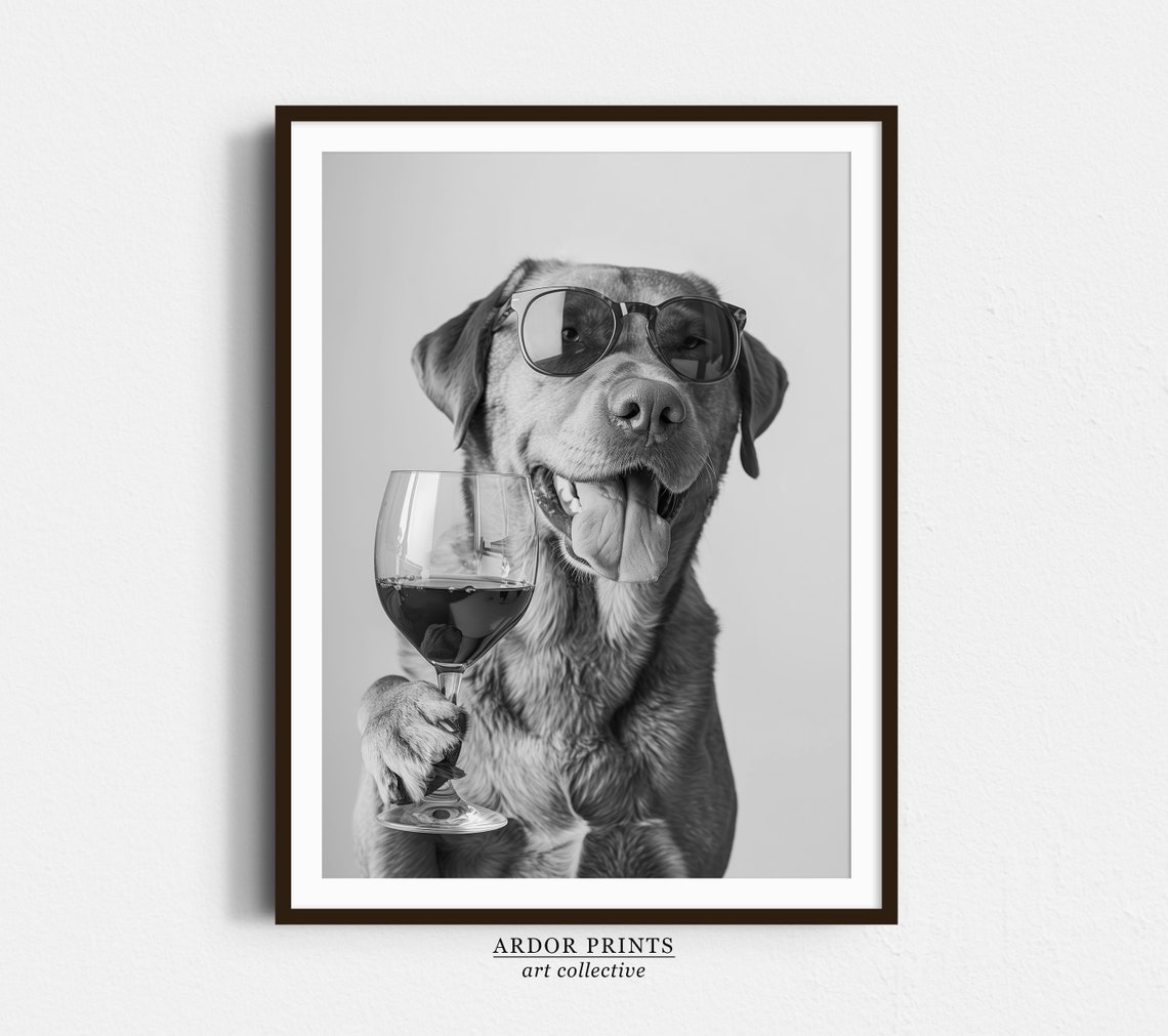 Chesapeake Bay Retriever Wine Toast Funny Dog With Sunglasses Poster