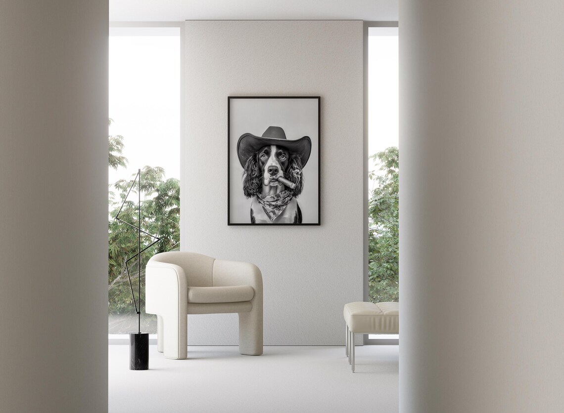 Springer Spaniel Cowboy Western Art Print - Image 3
