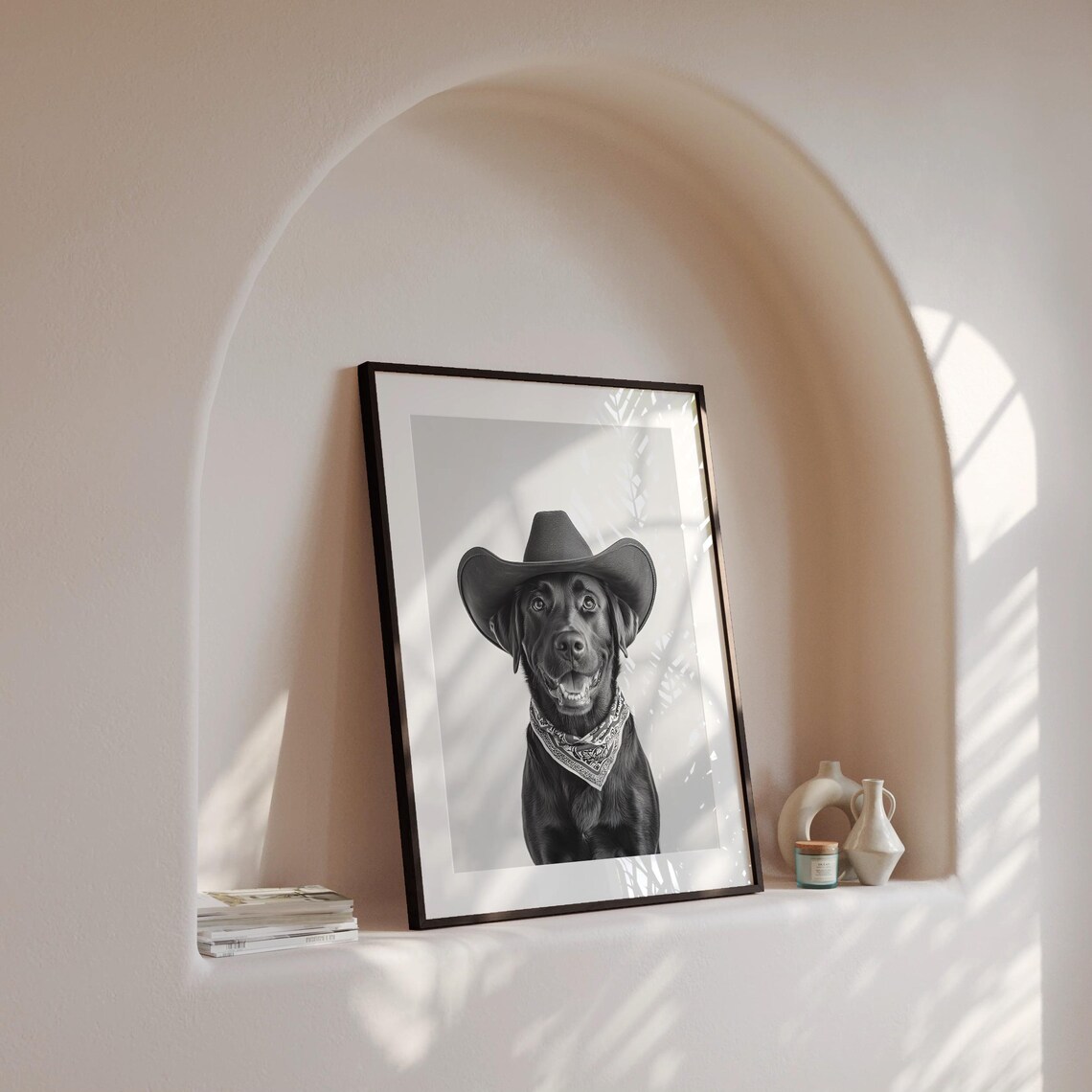 Chocolate Labrador Cowgirl Hat Western Dog Art Print - Image 4