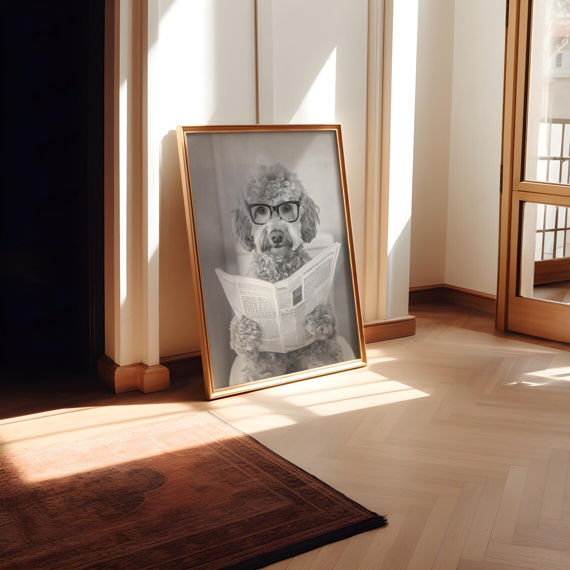 Goldendoodle Bathroom Humor Art Print, Dog Reading - Image 2