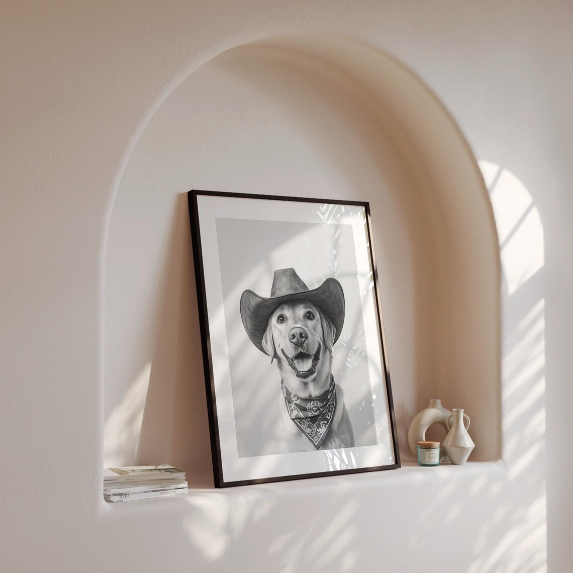 Labrador Cowgirl Hat Western Dog Art Poster - Image 4