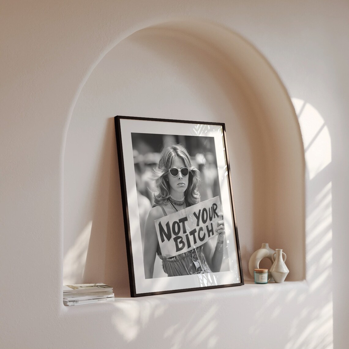 Feminist Protest Sign Not Your Bitch Vintage Womens Rights Photo Poster - Image 4