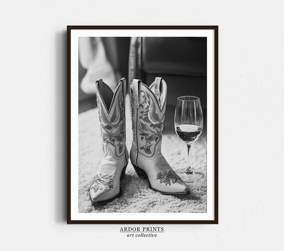 Cowgirl Boots and Wine Western Aesthetic Art Print