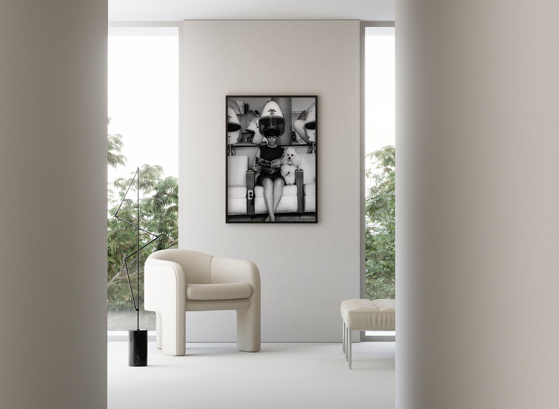 Woman And Poodle In Beauty Salon Vintage Art Print - Image 3