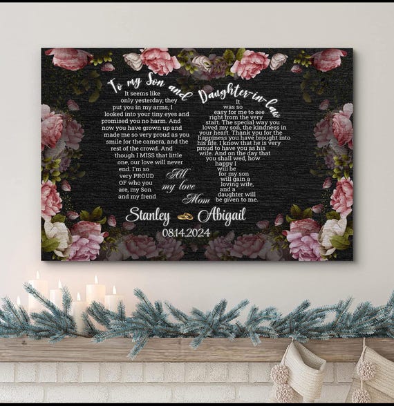Personalized Name To My Son And Daughter In Law Poster Family Wall Art Wedding Gifts For Son And Daughter In Law