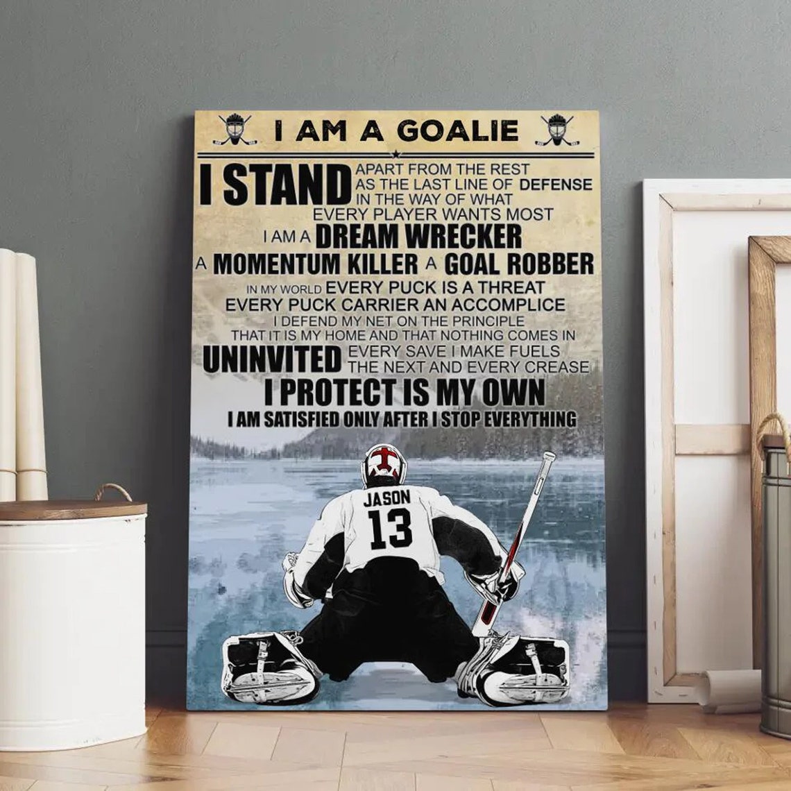 Personalized Ice Hockey Poster Hockey Gifts Gifts For Hockey Players Sport Gifts For Son Gifts For Hockey Goalies - Image 4