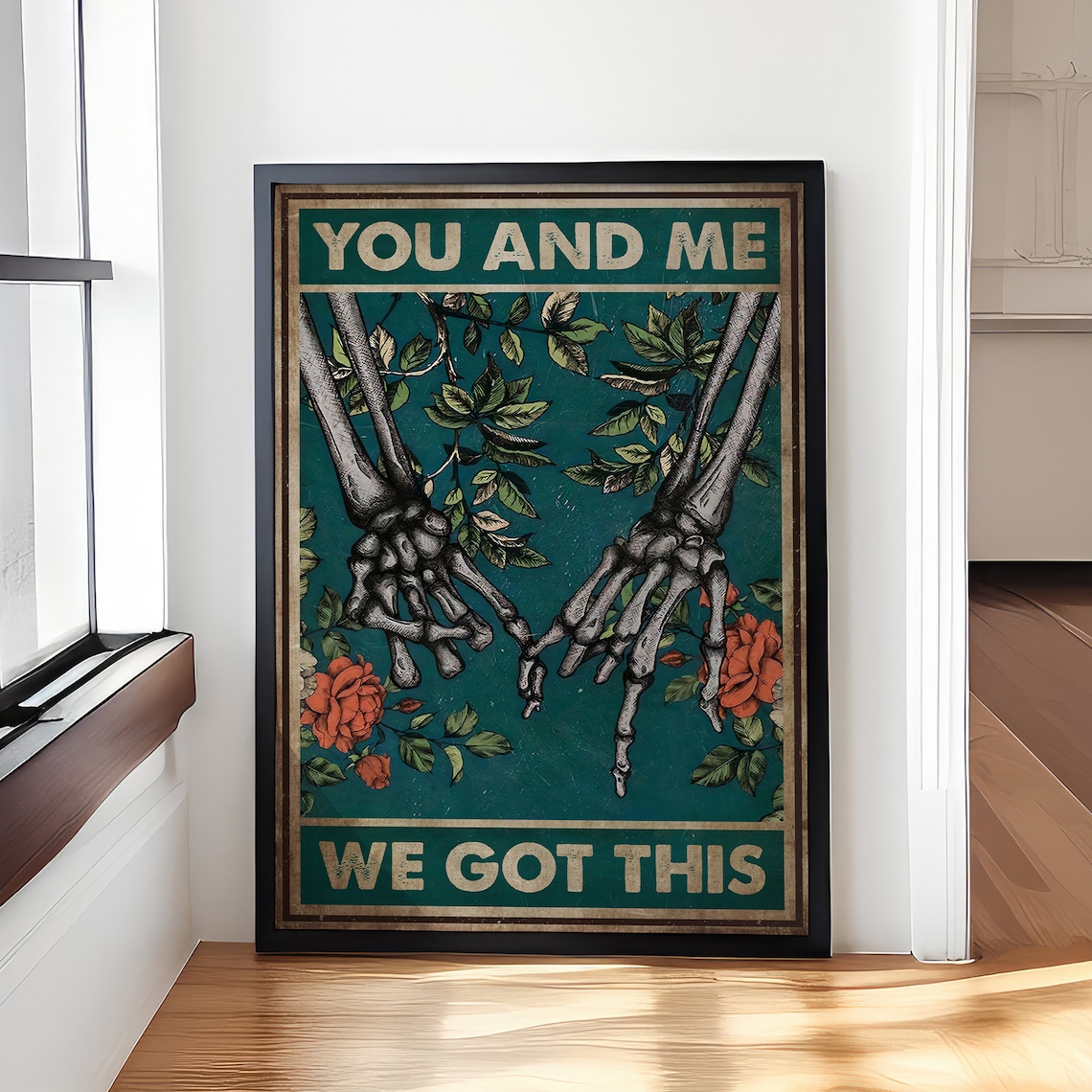 You and Me We Got This Skeleton Pinky Promise Floral Couple Poster