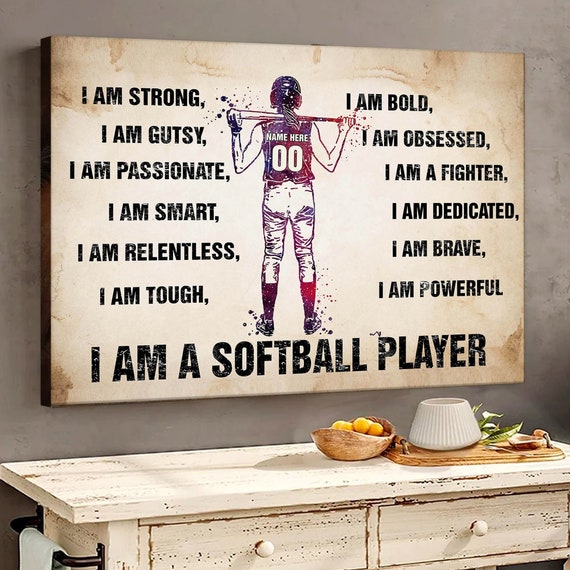 Personalized Softball Practice Like You Have Never Won Softball Poster Softball Girl Player Custom Name Number Home Decor