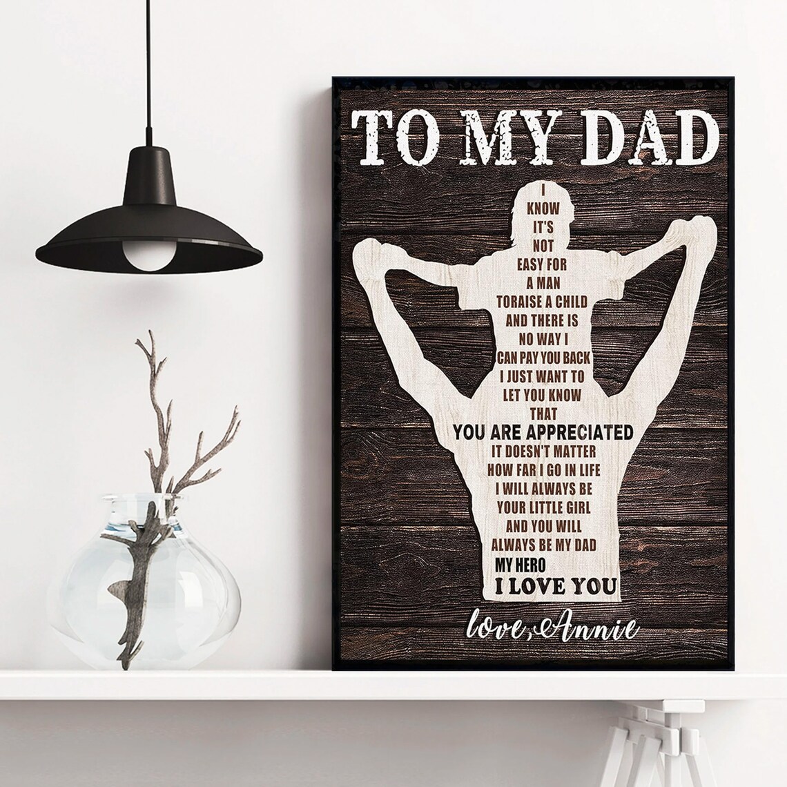 To My Dad Daughter Letter Silhouette Daddy Lift Gift Poster Wall - Image 4