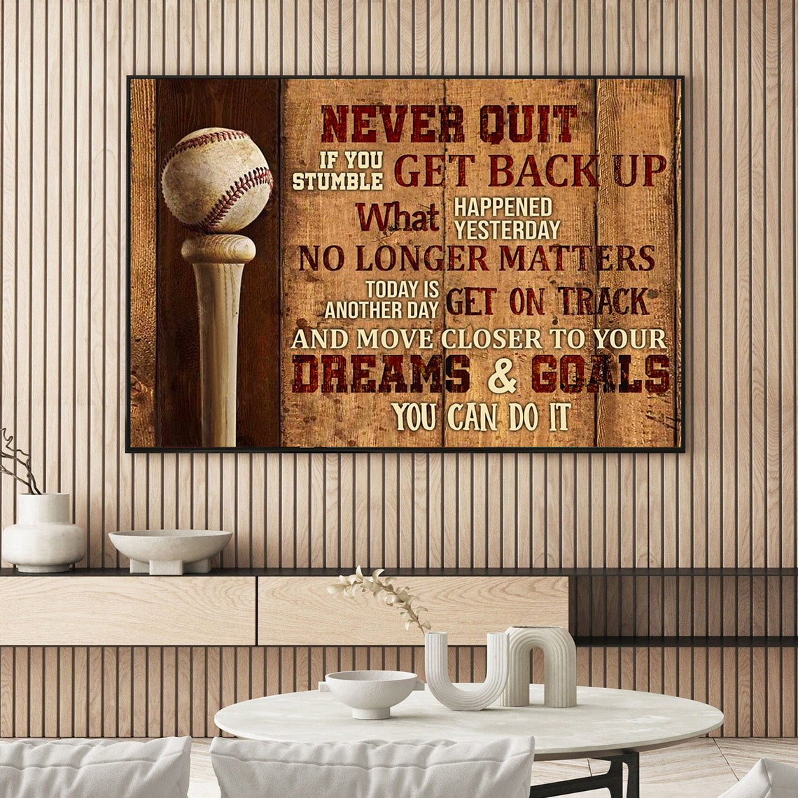 Never Quit If You Stumble Baseball Lovers Poster Gift For Sons Boyfriends Baseball Players Baseball Print - Image 2