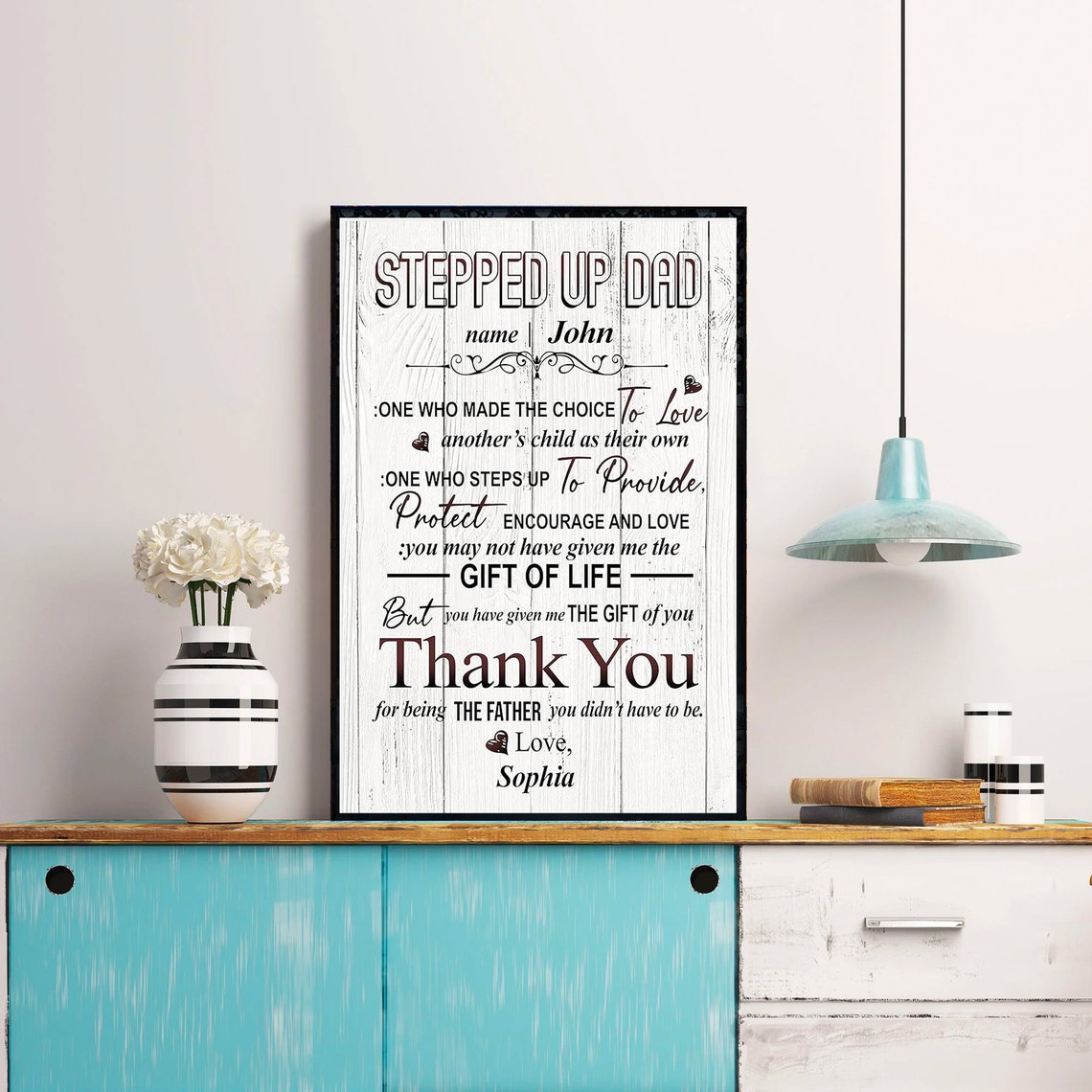 Stepped Up Dad Definition Custom Name Stepfather Gift Poster - Image 4