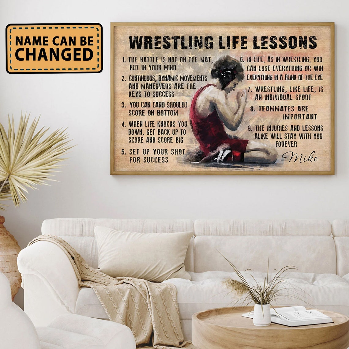 Personalized Wrestling Life Lessons Poster Custom Name Wrestling Lover Gift Wrestling Poster Sport - Image 3